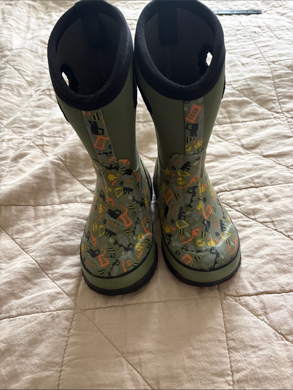 Kids Green Patterned Snow Boots